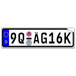 German Euro License Plate White Bumper Sticker