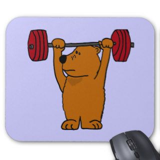 XX  Funny Brown Bear Weight Lifting Mouse Pad