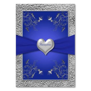 Cobalt Blue and Pewter Heart Enclosure Card Business Card Template