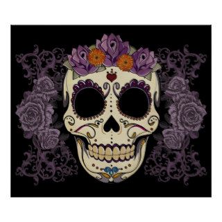 Vintage Skull and Roses Print