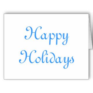 Happy Holidays. Blue and White. Festive. Card