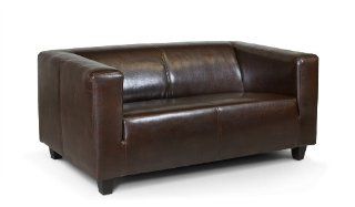 B famous 2 Sitzer Sofa Kuba 149 x 88 cm, Glanzleder, braun Küche & Haushalt