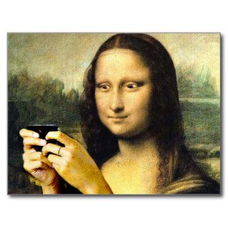 Mona Lisa Texting Post Card