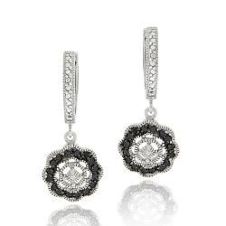 DB Designs Sterling Silver 1/3ct TDW Black Diamond Flower Dangle Earrings DB Designs Diamond Earrings