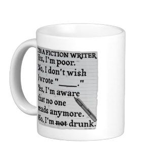 Funny Fiction Writer Answer Sheet Paper Drunk Coffee Mugs