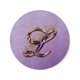 Purple and Gold Glitter Monogram L Sticker