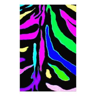 Vibrant Multicolored Zebra Animal Print Customized Stationery