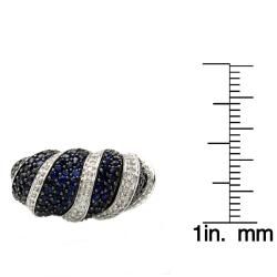 Beverly Hills Charm 14k White Gold Blue Sapphire and 1/3ct TDW Diamond Domed Ring Beverly Hills Charm Gemstone Rings