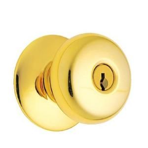 Schlage Plymouth Single Cylinder Bright Brass Commercial Keyed Entry Knob A53PD PLY 605