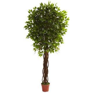 7.5 foot UV Resistant Ficus Tree Nearly Natural Silk Plants