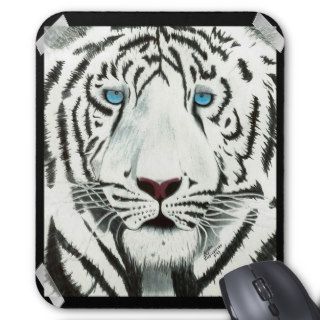 White Tiger Drawing Mousepad