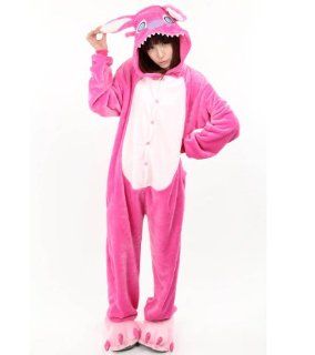 Tieroutfit Halloween Tier Cosplay Pyjama Onesie Stitch Kostüm Kigurumi Schlafanzug Erwachsene tierkostüme Fuchsia (M(für Höhe 162 168cm)) Sport & Freizeit