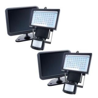 Nature Power 180 Degree Outdoor Solar Powered Motion Activated 60 LED Black Security Light (2 Pack) 22052