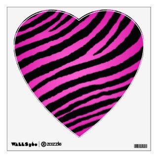 Pink Zebra Stripe Print Heart Wall Decal