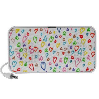 Colorful Whimsical Fun Love Heart Pattern Drawing Travelling Speakers