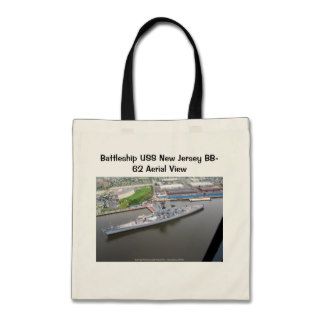 Battleship USS New Jersey BB 62 Aerial View Tote Bag