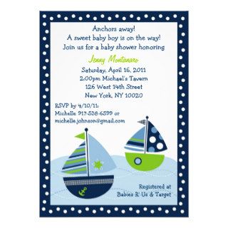 Sail Away Sailboat Baby Shower Invitations