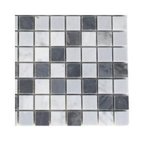 Splashback Tile Carrera and Bardiglio Blend Marble   6 in. x 6 in. x 8 mm Floor and Wall Tile Sample (1 sq. ft.) L2C5 STONE TILE