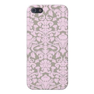 Pink and Grey Damask iPhone Case iPhone 5 Covers