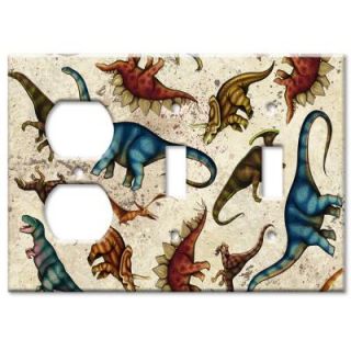 Art Plates Dinosaurs   Outlet / Double Switch Combo Wall Plate OSS 218