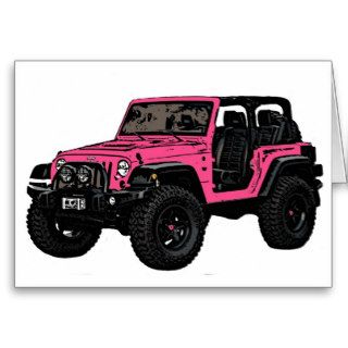 Pink Jeep wrangler two door Cards