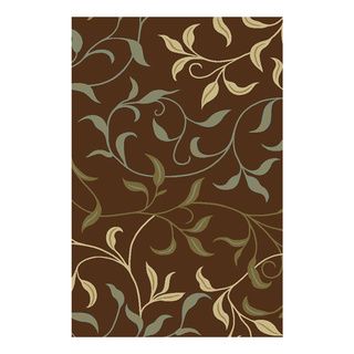 Chocolate Leaves Design Non skid Area Rug (3'3 x 5') 3x5   4x6 Rugs