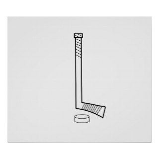 Hockey stick and puck poster