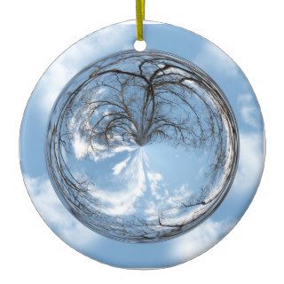 sky  and tree in a bubble christmas tree ornament