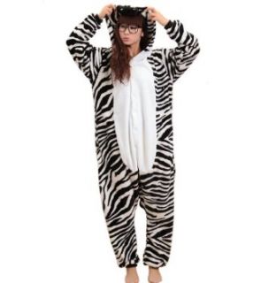 Tierkostüme Halloween Zebra Kostüm Tier Pyjama Onesie Kigurumi Schlafanzug Overall Erwachsene Tieroutfit (L(für Höhe 170 179cm)) Bekleidung