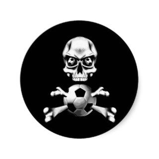 soccer skull and bones round sticker