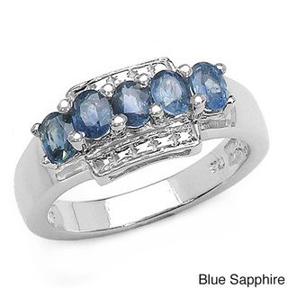 Malaika Silver Genuine Sapphire 5 stone Ring Malaika Gemstone Rings