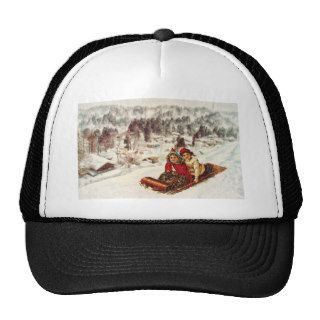Vintage Snowy Victorian Christmas by Shawna Mac Mesh Hats