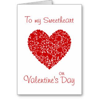 Sweetheart on Valentine's Day Heart Romantic Quote Greeting Card