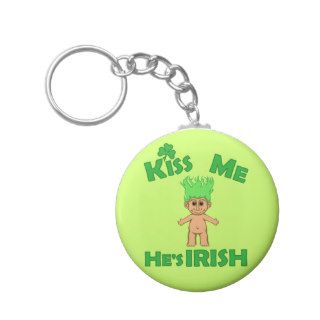 Troll Kiss Me He's IRISH St. Patrick's Day Design Keychains