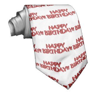 Glassy Red Happy Birthday Text Image Custom Ties
