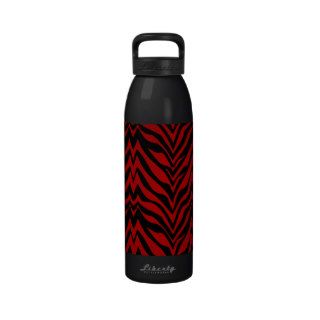 Red and Black Zebra Print Reusable Water Bottles