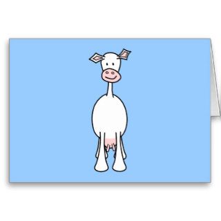 White Cow Cartoon. Blue background. Cards