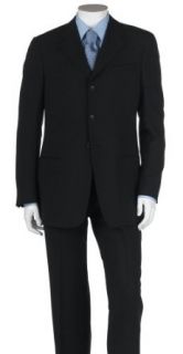 Armani Men's Solid Three Button Flat Front Suit, Dark Navy at  Mens Clothing store Business Suit Pants Sets