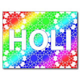 happy holi  festival of color and spring postcard