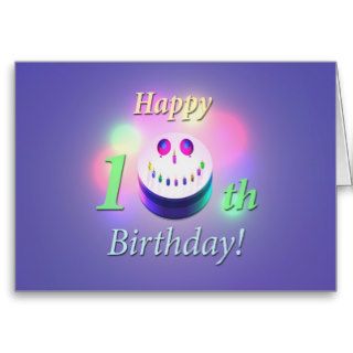 Happy 10th Birthday Smiley Cake Card