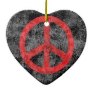 Distressed Peace Heart Ornament