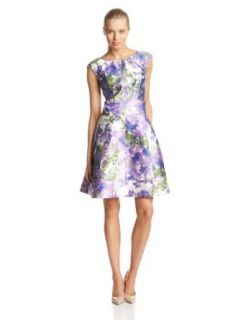 Maggy London Petite Cap Sleeve Floral Fit and Flare Dress