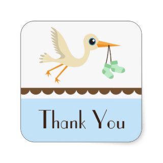 Baby shower boys blue stork thank you stickers