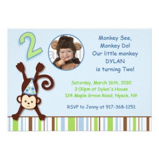 Monkeying Around Monkey Birthday Invitations