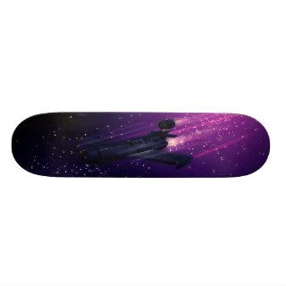 Retro Space Fighter   Purple Back Custom Skateboard