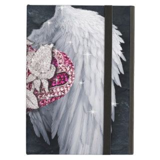 Bling Diamond Heart on Angel Wings iPad Case