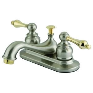 Kingston Brass Restoration 4 in. Centerset 2 Handle Mid Arc Bathroom Faucet in Satin Nickel HKB609AL
