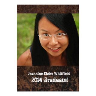 Scuffed Leather Look Photo Graduation Announcement