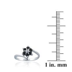 Glitzy Rocks Sterling Silver Sapphire and Diamond Accent Flower Ring Glitzy Rocks Gemstone Rings