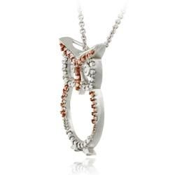 DB Designs Rose Gold over Silver Champagne Diamond Accent Owl Necklace DB Designs Diamond Necklaces
